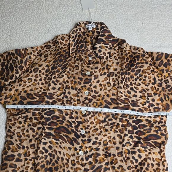 991 NWT Vitamin A Playa Linen Boyfriend Shirt - Lux Leopard EcoLinen Sz XS - Picture 5 of 7